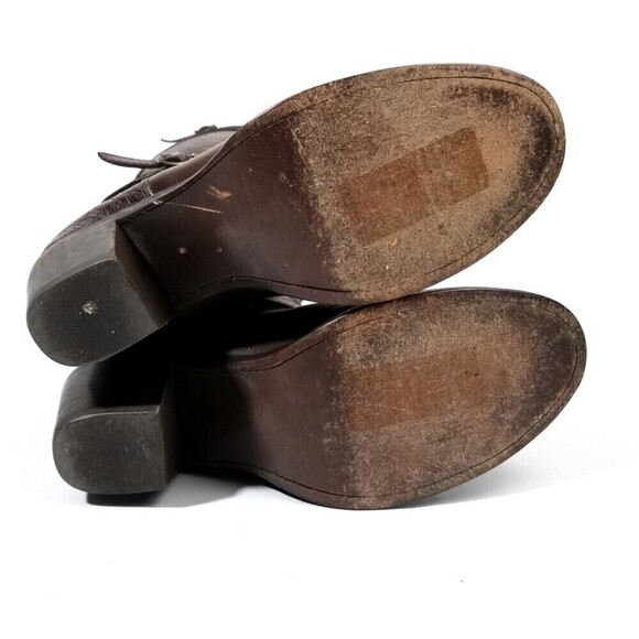 FRYE Jane Heritage Buckle Strap Knee High Western Riding Boots Horse Girl Brown - Picture 8 of 9